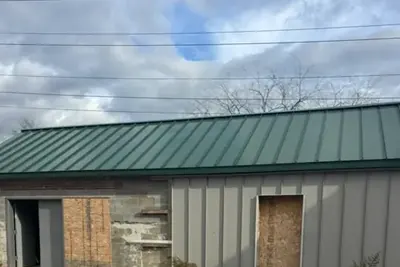 Building metal green roof, project building in New York