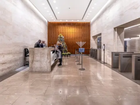 Interior lobby stone, world diamond tower lobby renovation, 580 Fifth Avenue at 47th Street, Manhattan