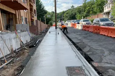 Sidewalk and curb work in New York