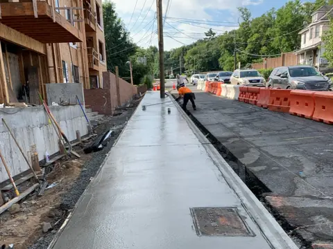 Sidewalk and curb work in New York