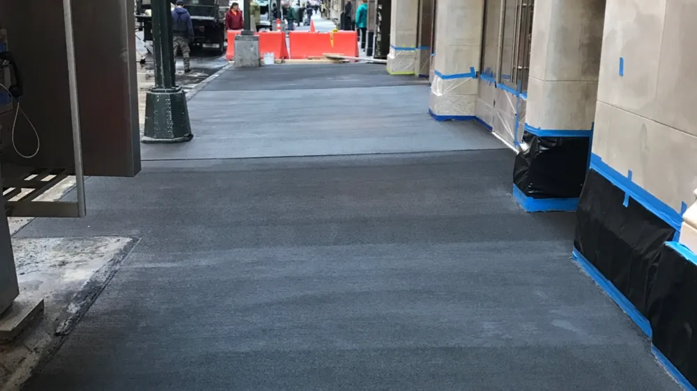 Sidewalk midtown shed, sidewalk and curb work, Midtown East, NYC
