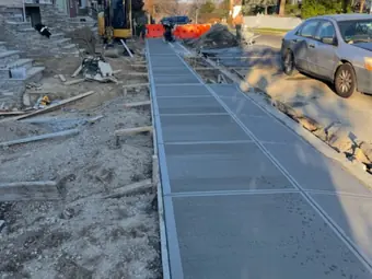 Sidewalk and curb work in New York
