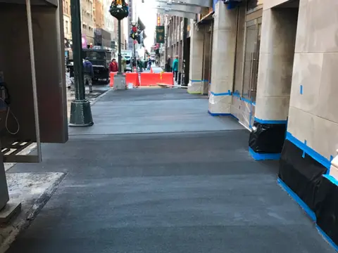 Sidewalk and curb work in New York